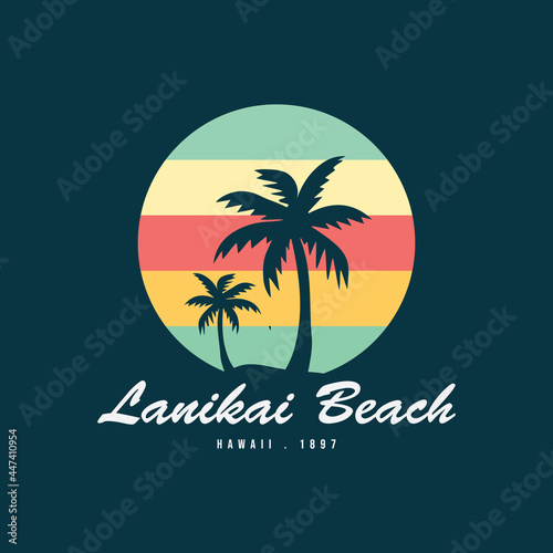 LANIKAI BEACH, illustration typography. perfect for t shirt design