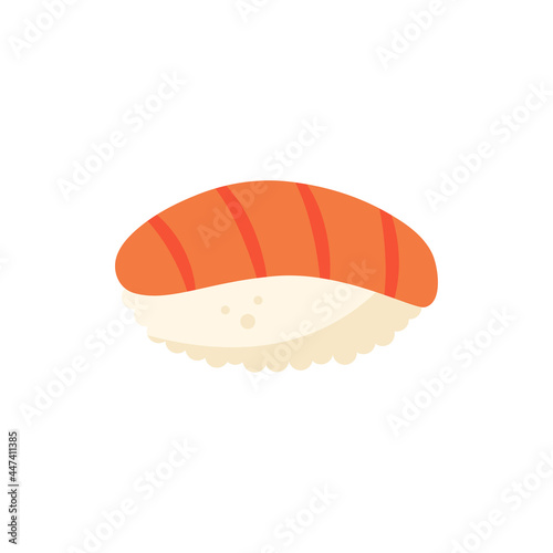 Sushi with fresh salmon fish and rice. Asian food. Japanese, china cuisine. Vector illustration, design element. Isolated on white background.