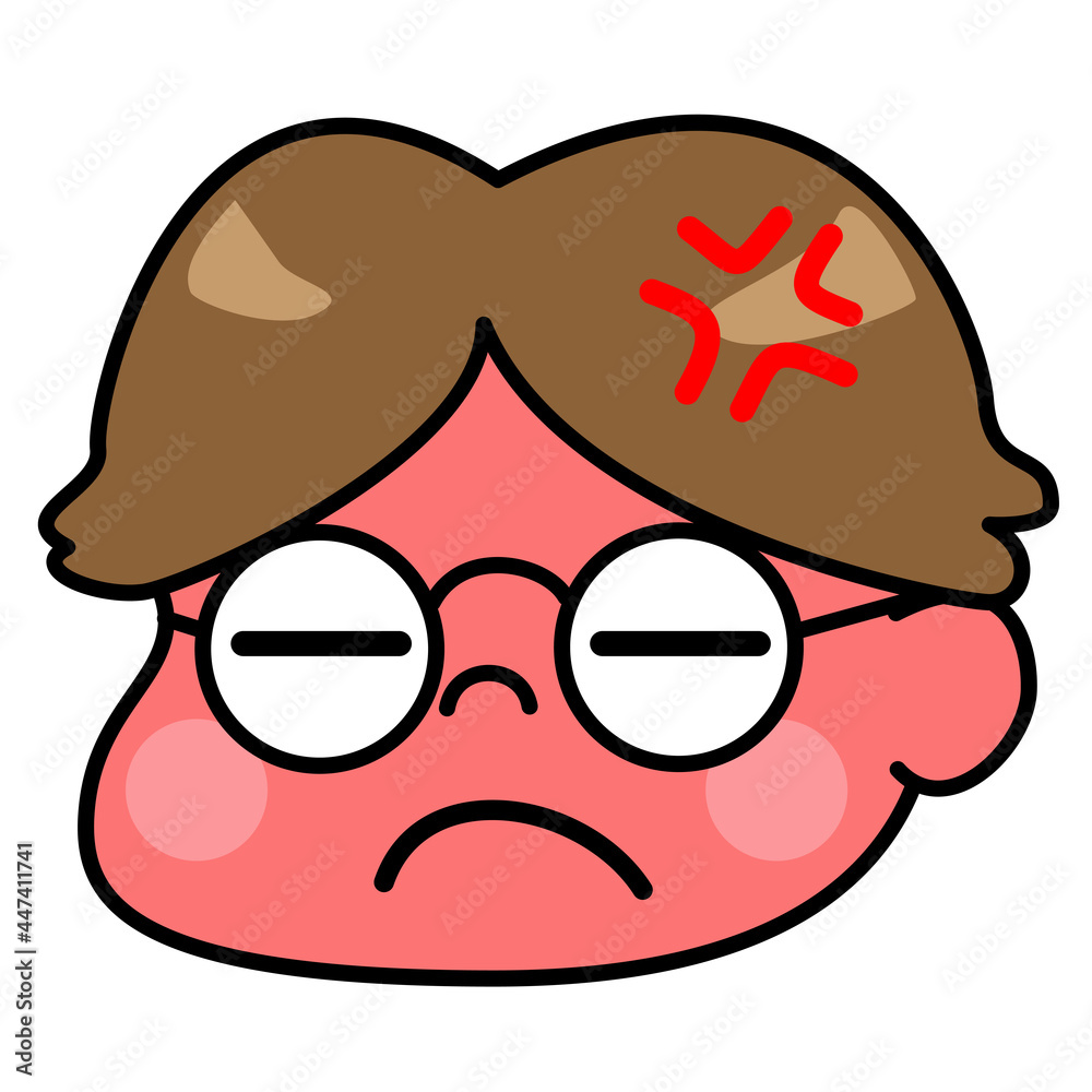 男性　表情　怒っている　お坊ちゃま　若い　メガネ　イラスト素材