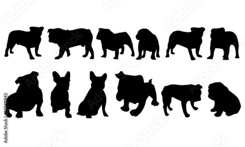 bulldog silhouette collection, bulldog, dog 