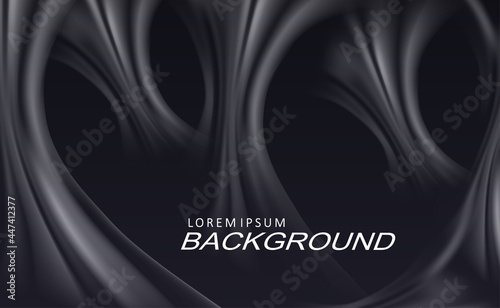 Black composition with gradient, abstract oval folds of fabric