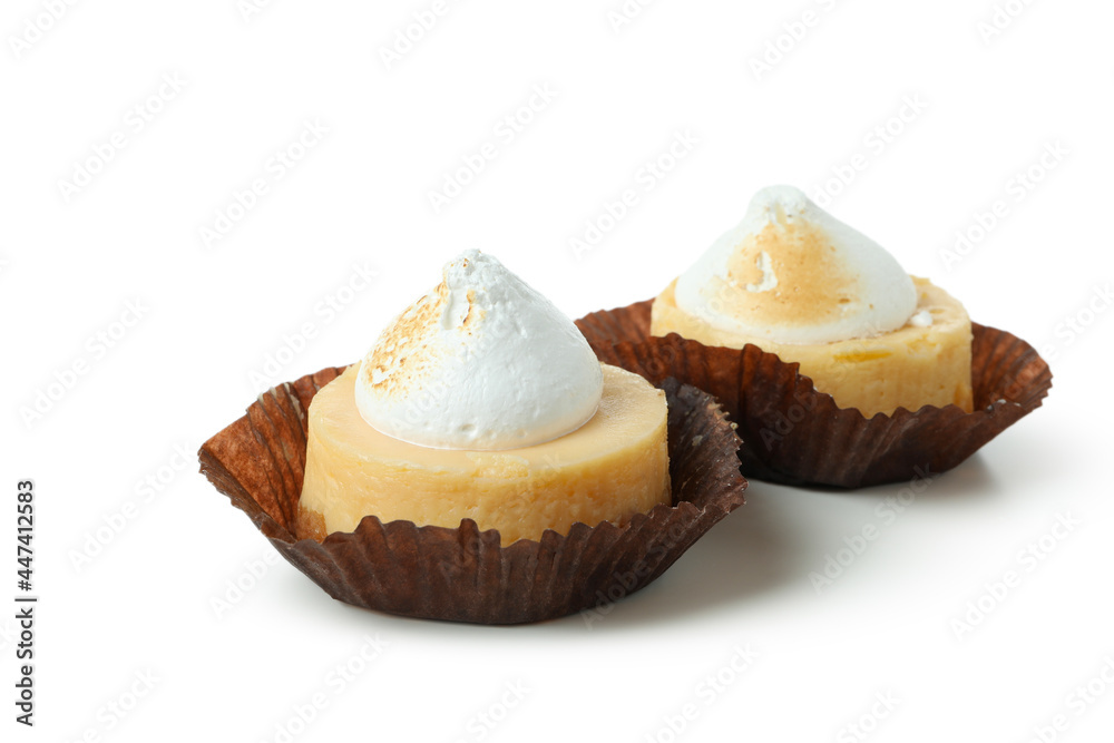 Tasty lemon cupcakes isolated on white background Tasty lemon cupcakes isolated on white background