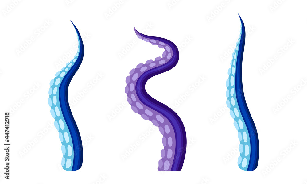 Obraz premium Octopus Tentacles or Limbs Wiggling and Snaking Vector Set