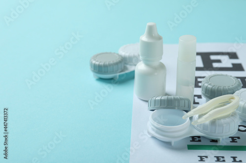 Concept of contact lenses for eyes, health care