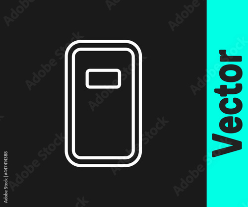 White line Police assault shield icon isolated on black background. Vector