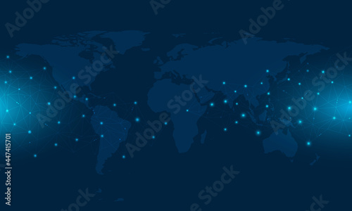 Worldwide map community connection.Communication and world borderless concept.Internet  connecting around the world.