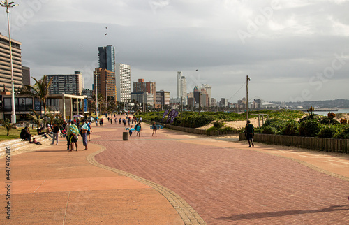 Pedestrians on Walkway at Durban's Golden Mile