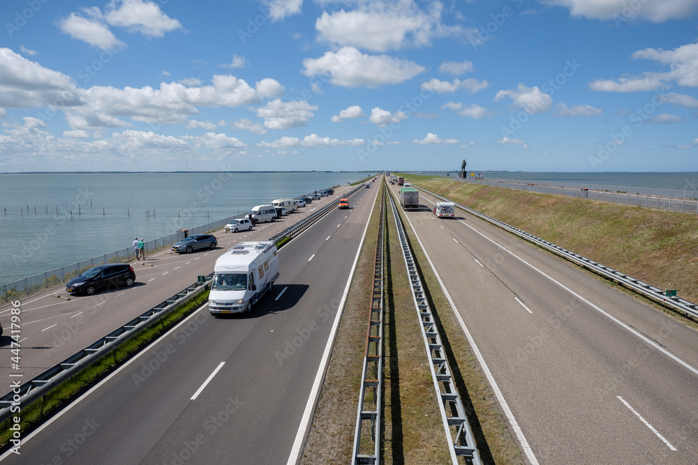 Fototapeta premium Afsluitdijk, Noord-Holland Province, Friesland province, The Netherlands