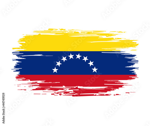 Venezuelan flag brush grunge background. Vector illustration.