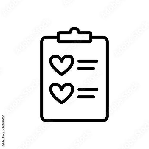 Free Download Wish list icon in simple outline design. Wishlist with hearts in clipboard. Vector illustration isolated on white background. Editable stroke. - GFXLoad