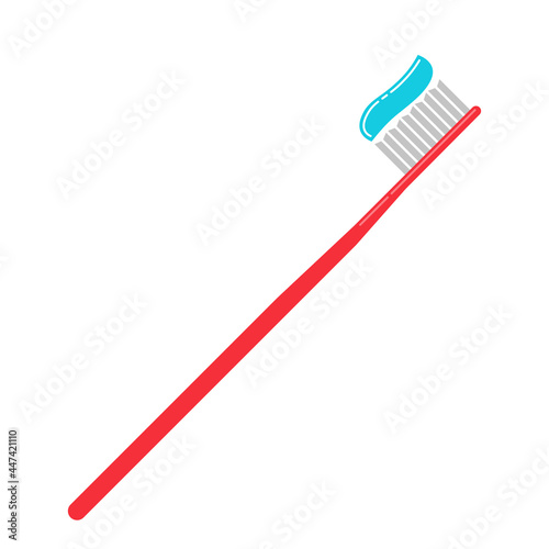 Toothbrush with paste gel vector isolated flat cartoon illustration