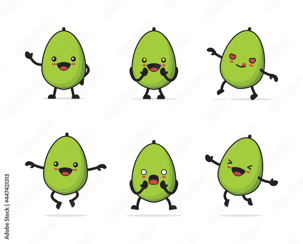 papaya cartoon. with different facial expressions papaya cartoon. with different facial expressions