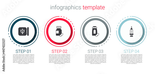 Set Psychology, Psi, Sedative pills, and Addiction to the drug. Business infographic template. Vector