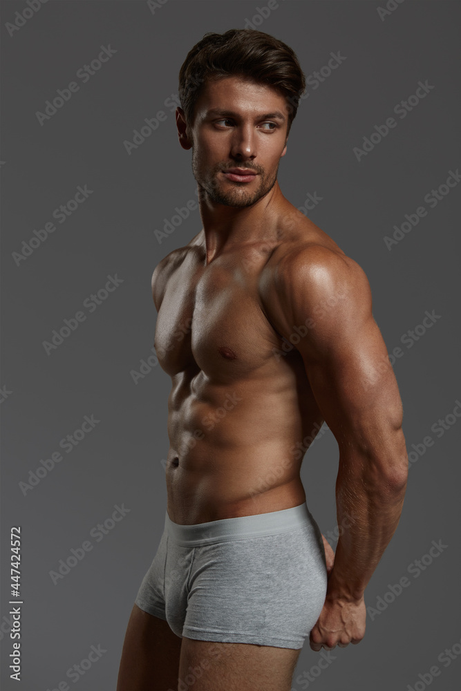 Young european man with naked sportive torso Young european man with naked sportive torso