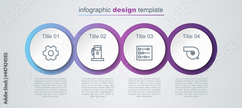 Wallpaper Mural Set line Gear, Petrol or Gas station, Car settings and Automotive turbocharger. Business infographic template. Vector Torontodigital.ca