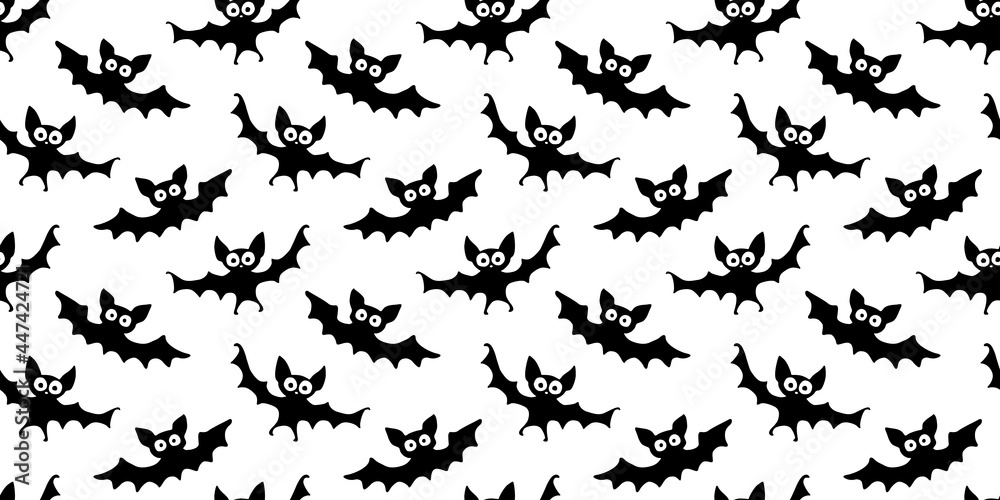 Flying bats seamless pattern. Cute Spooky vector Illustration. Halloween backgrounds and textures in flat cartoon gothic style. Black silhouettes animals on sky. Flying bats seamless pattern. Cute Spooky vector Illustration. Halloween backgrounds and textures in flat cartoon gothic style. Black silhouettes animals on sky.