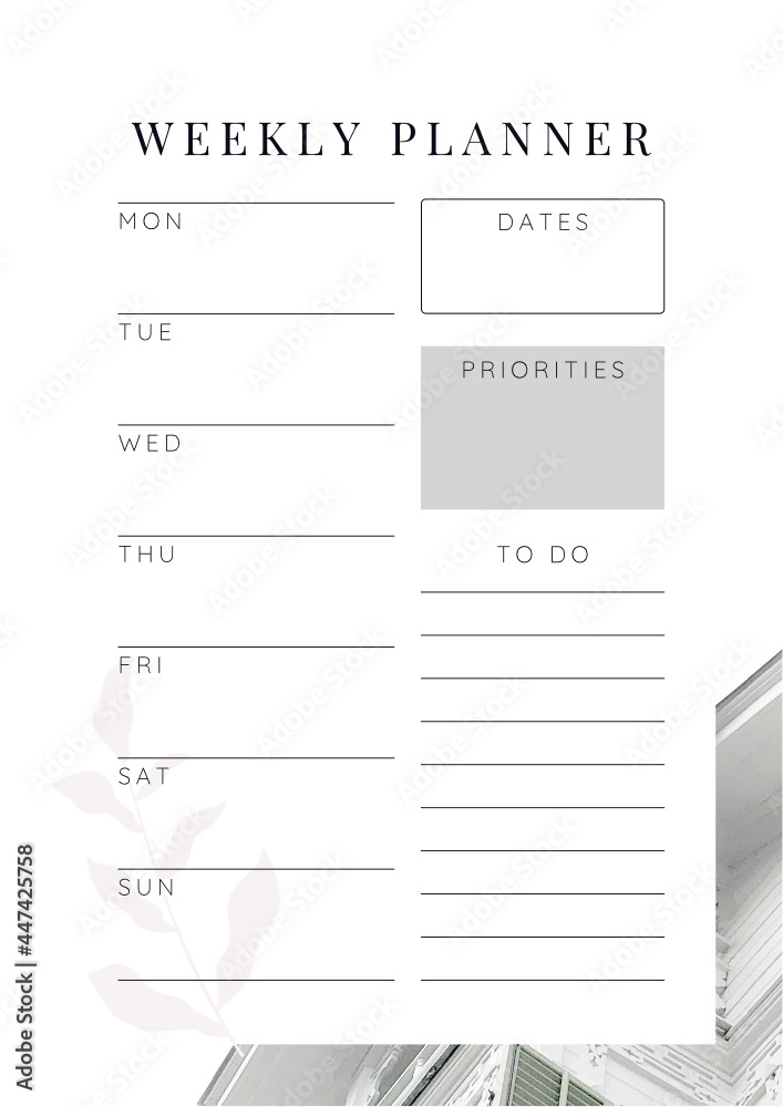 daily planner in the style of minimalism