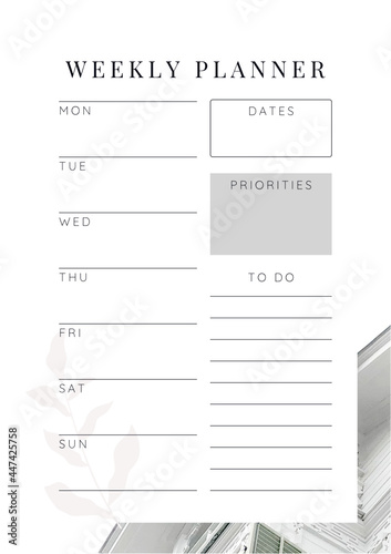 daily planner in the style of minimalism