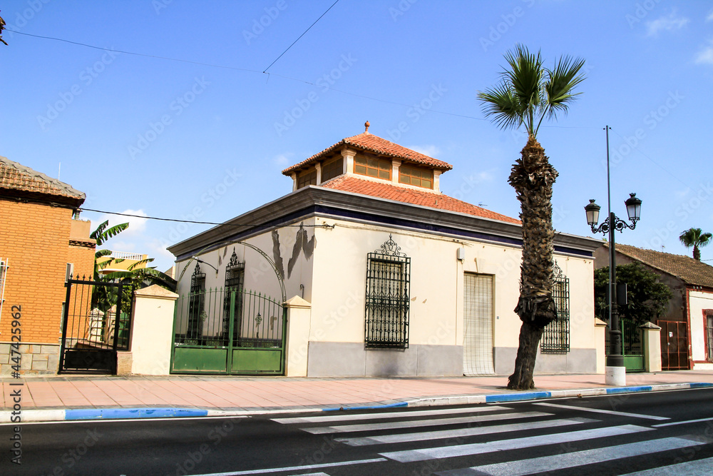 Streets with beautiful houses of los Alcazares in Murcia
