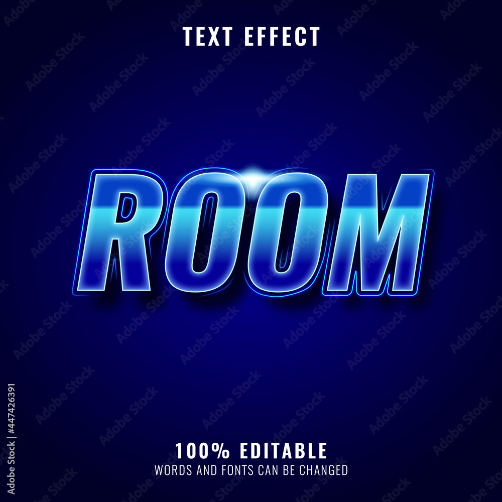 shiny room neon text effect design