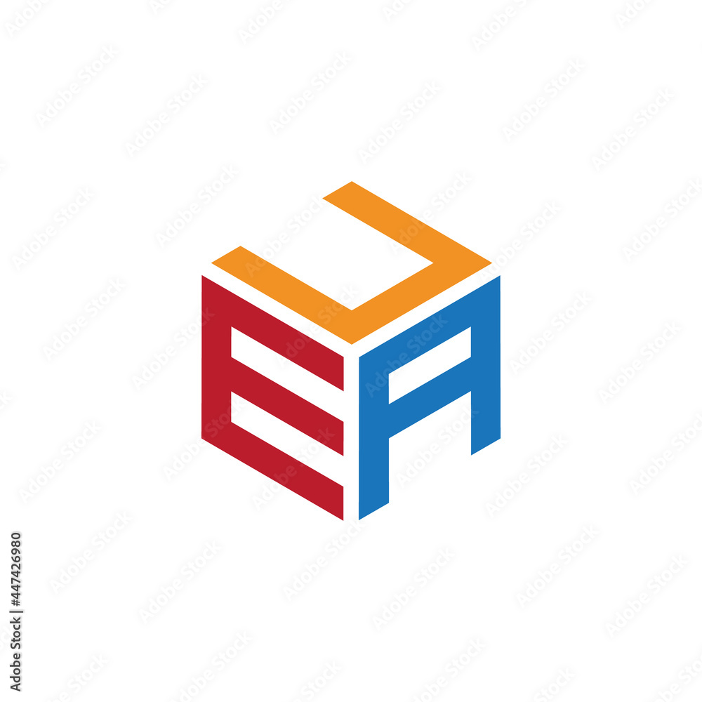 Hexagon logo with the letters UEA design Hexagon logo with the letters UEA design