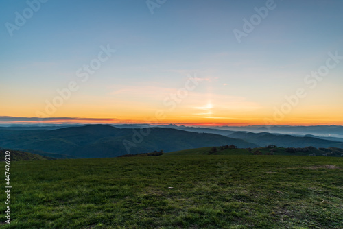 Early morning view from Machnac hill in Biele Karpaty mountains in Slovakia
