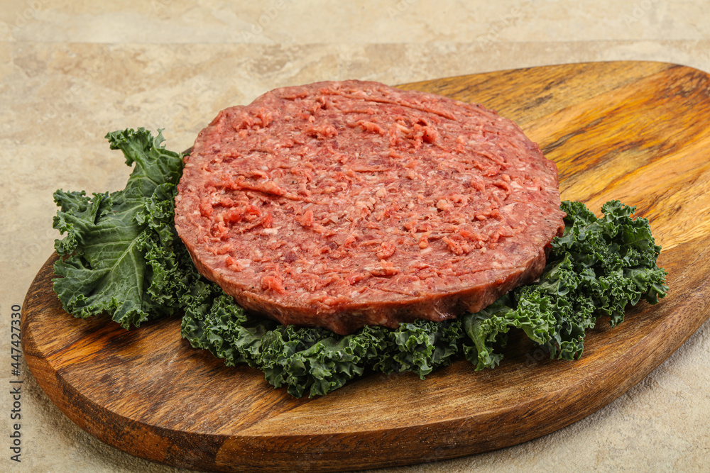 Raw beef burger cutlet for burger Raw beef burger cutlet for burger
