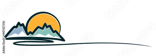 The Symbol of snow mountains with sunrise.