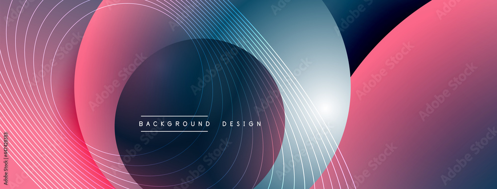 Gradient circles with shadows. Vector techno abstract background. Modern overlapping forms wallpaper background, design template Gradient circles with shadows. Vector techno abstract background. Modern overlapping forms wallpaper background, design template