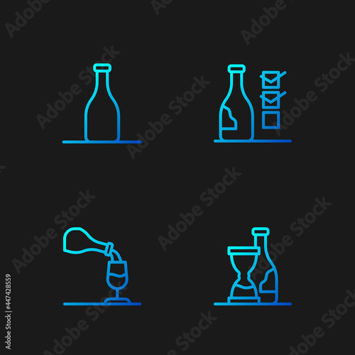 Set line Bottle of wine, Wine tasting, degustation, and . Gradient color icons. Vector