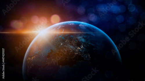 Fototapeta Naklejka Na Ścianę i Meble -  Global connection The best in the world of wireless connections. Best Global Business Internet Ideas from Artificial Intelligence Concept. Map of the planet. Elements of this image furnished by NASA.