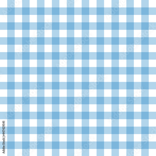 Blue gingham fabric square checkered seamless pattern background vector
