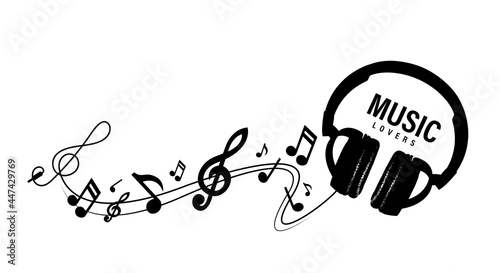 music lovers background. headphones on a white table. vector illustration