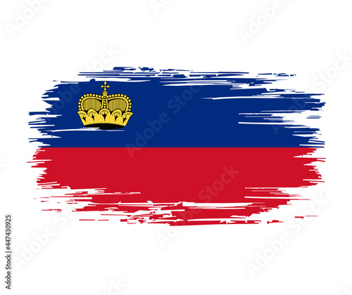 Liechtenstein flag brush grunge background. Vector illustration.