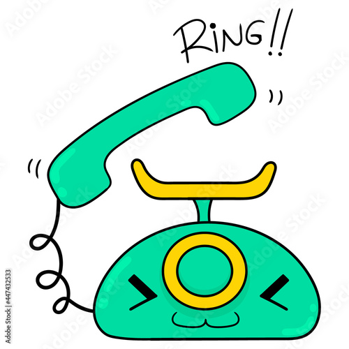 disturbed face phone rings loudly, doodle icon image kawaii