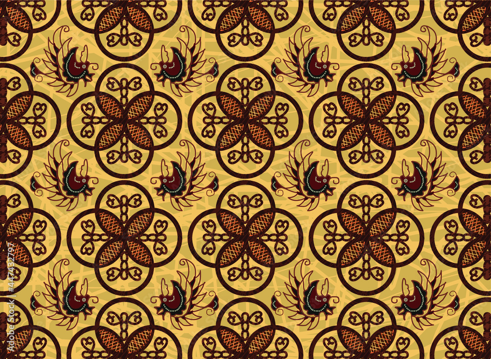 Indonesian batik motifs with very distinctive plant patterns