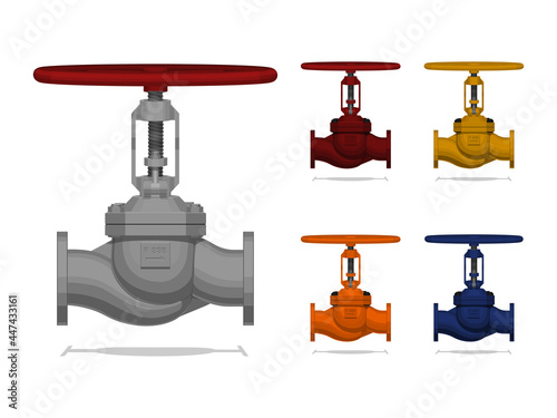 set of gate valve on white background