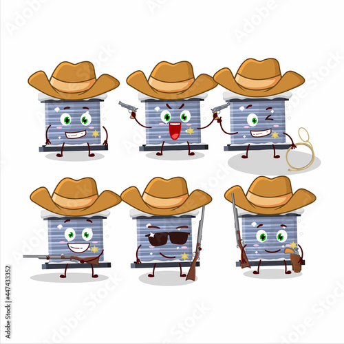Cool cowboy chimney snow cartoon character with a cute hat