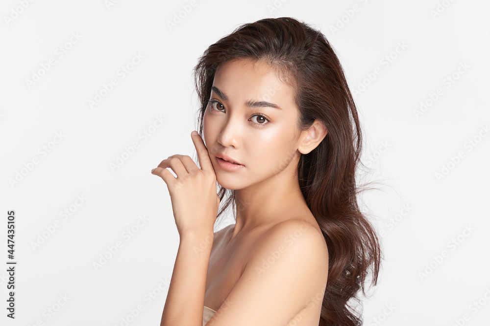 Beautiful young asian woman with clean fresh skin on white background, Face care, Facial treatment, Cosmetology, beauty and spa, Asian women portrait. Beautiful young asian woman with clean fresh skin on white background, Face care, Facial treatment, Cosmetology, beauty and spa, Asian women portrait.