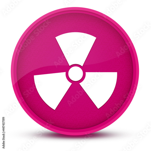 Radiation luxurious glossy pink round button abstract