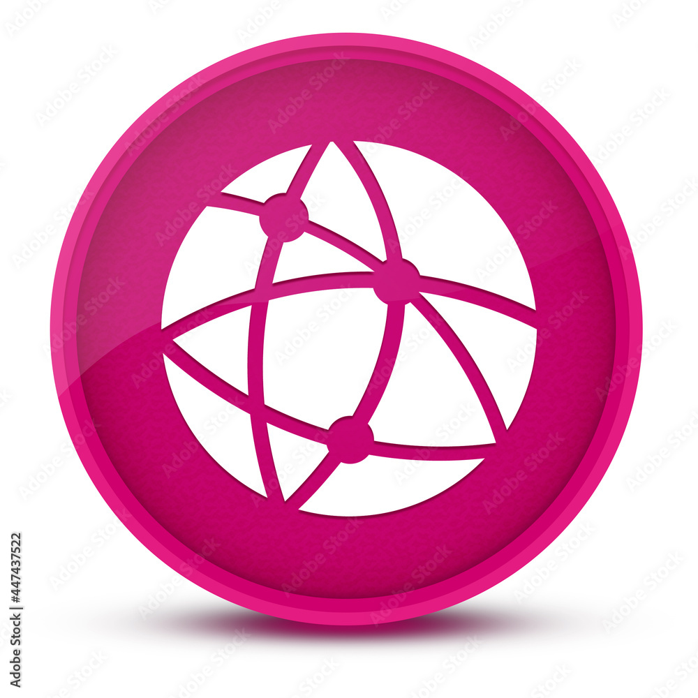 Global technology or social network luxurious glossy pink round button abstract Global technology or social network luxurious glossy pink round button abstract
