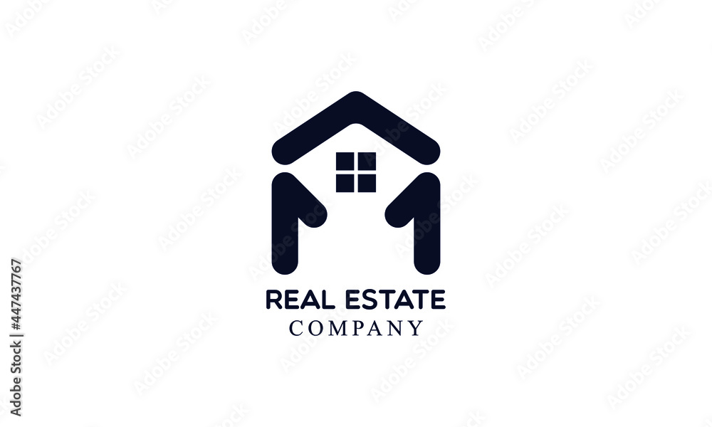 Alphabet M Real Estate Vector Logo Template. Abstract House Logo Design Vector Illustration