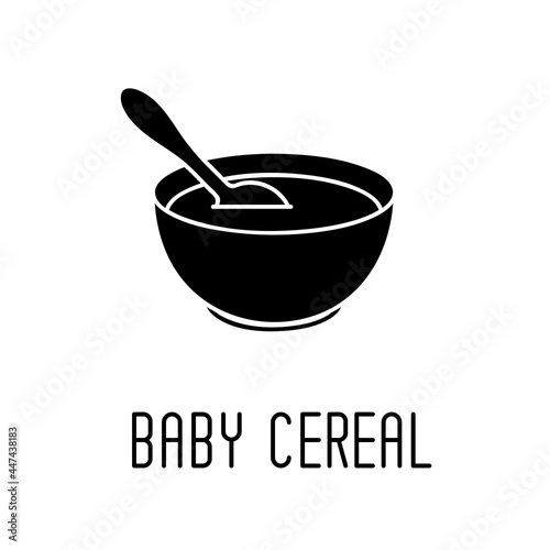 Bowl of cereal for babies isolated on white background. Vector illustration