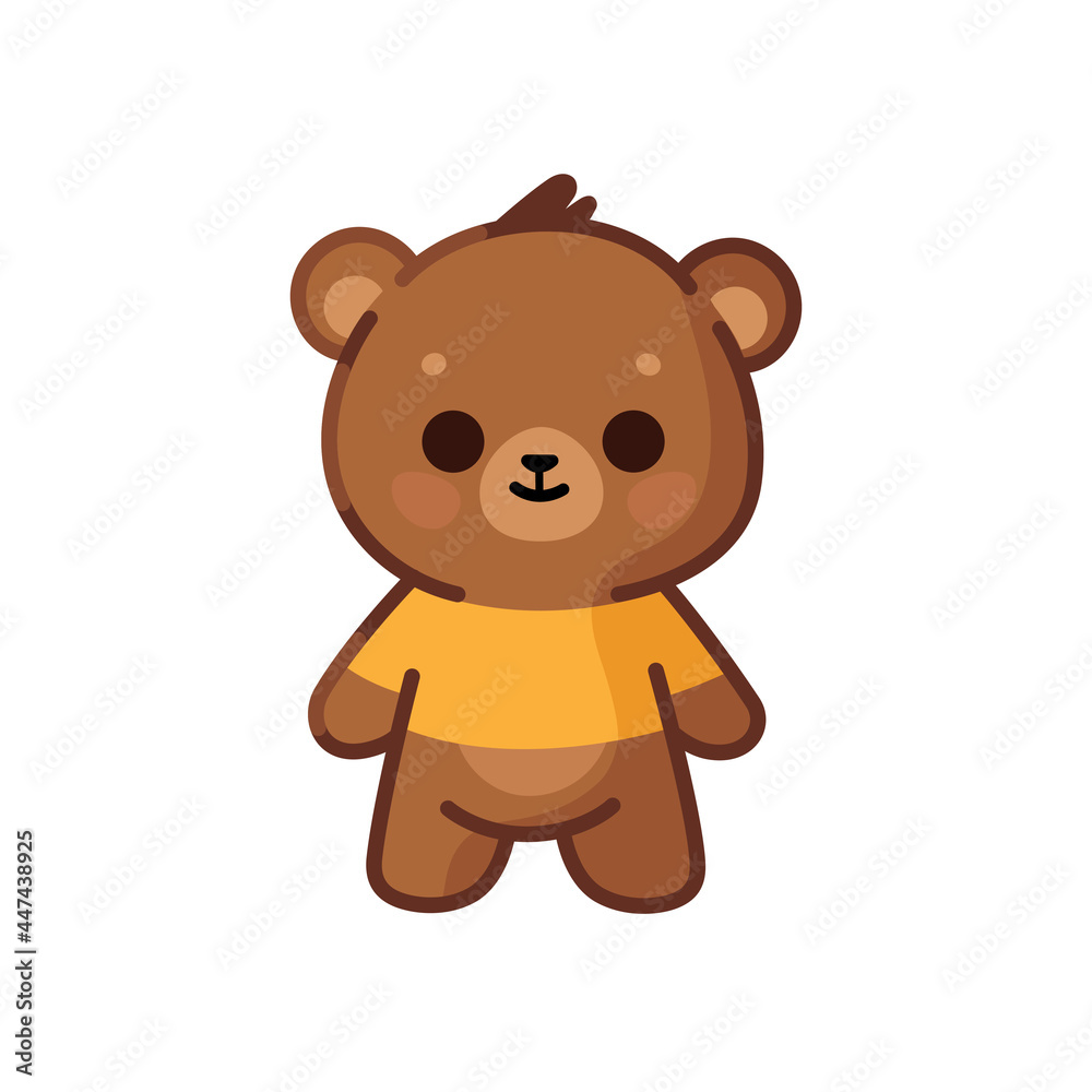 Cute teddy bear wearing shirt. Сhildren's plush toy. Cartoon vector illustration. Cute teddy bear wearing shirt. Сhildren's plush toy. Cartoon vector illustration.