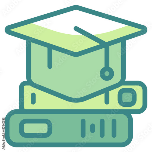 mortarboard blue line icon
