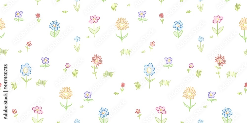 Fashion print - hand drawn flowers