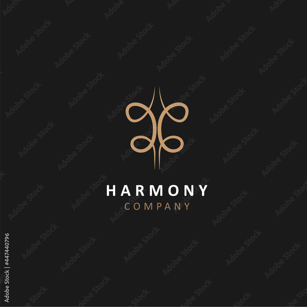 Monogram harmony flat logo design vector illustration