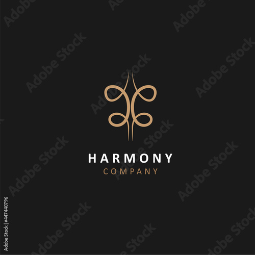 Monogram harmony flat logo design vector illustration