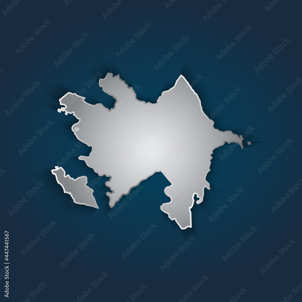 Azerbaijan map 3D metallic silver with chrome, shine gradient on dark blue background. Vector illustration EPS10. Azerbaijan map 3D metallic silver with chrome, shine gradient on dark blue background. Vector illustration EPS10.
