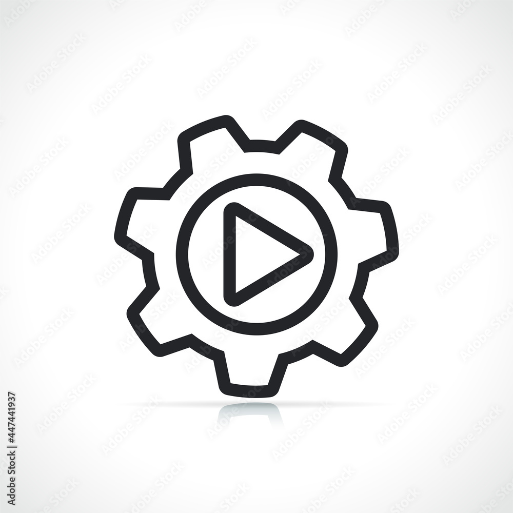 gear and play sign icon